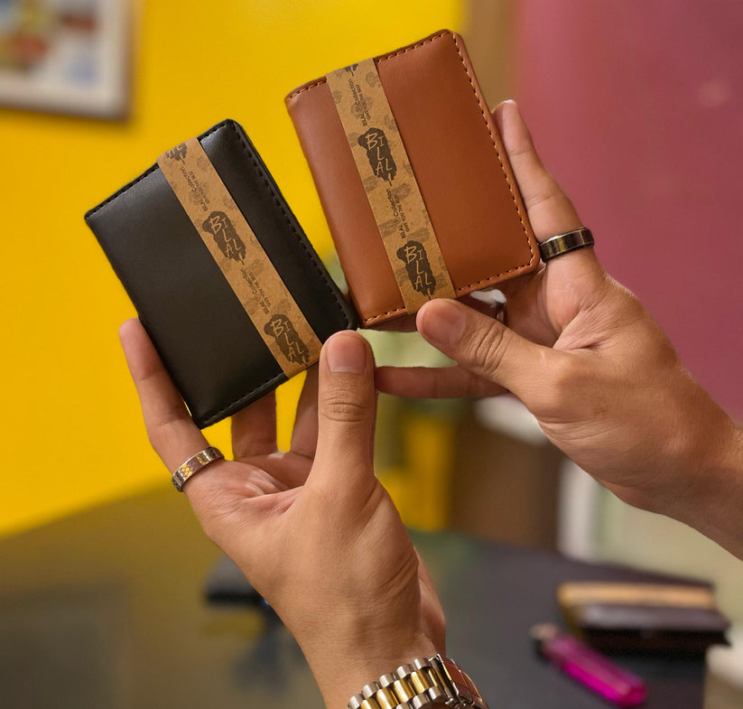 Mini Wallet Plus Card Holder With Magnetic Button - Businessman Collection
