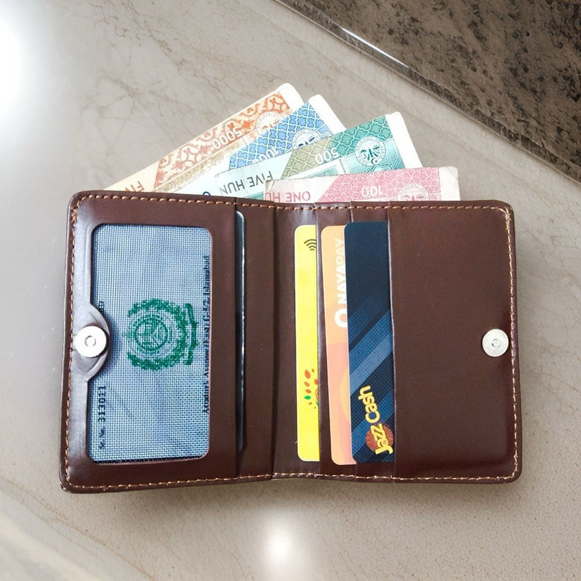 Mini Wallet Plus Card Holder With Magnetic Button - Businessman Collection