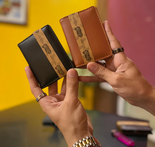 Mini Wallet Plus Card Holder With Magnetic Button - Businessman Collection