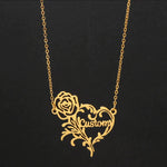 Customised Name Necklace Rose And Heart